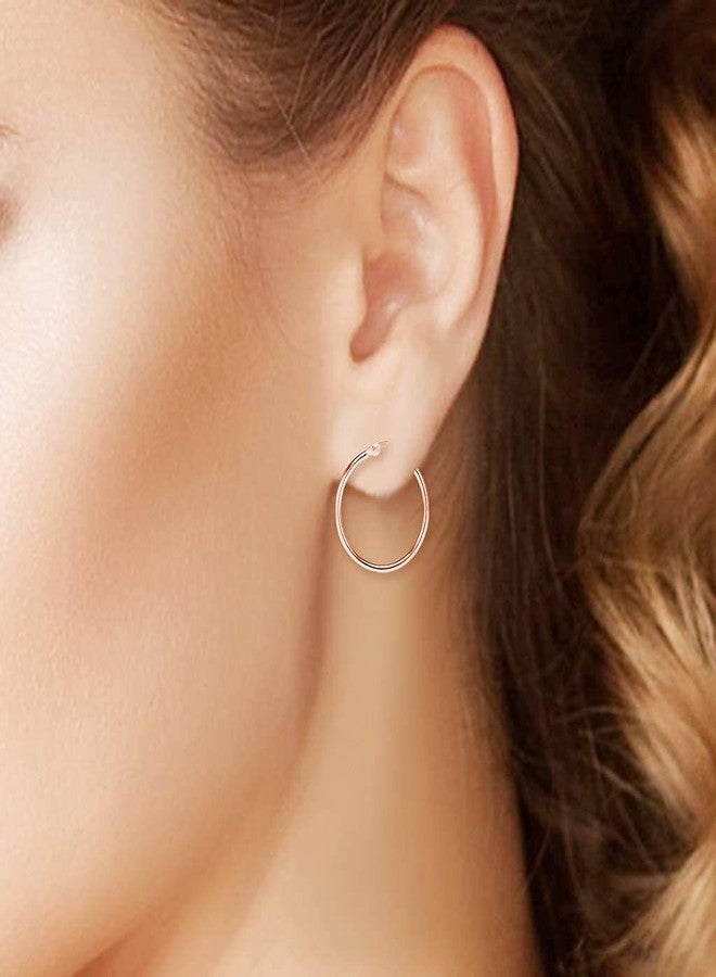 Big Apple Hoops - 925 Sterling Silver 15mm-50mm Lightweight Click Top Hoop Earrings in 3 Colors Rose, Silver or Gold - Image 5